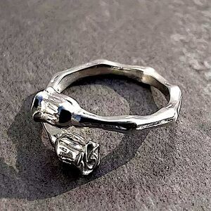 STERLING SILVER ROSE FLOWER RING RESIZABLE
